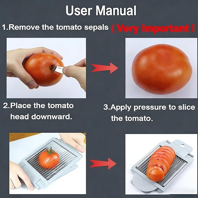 Tomato Slicer, Tomato Cutter Vegetable Slicer, Stainless Steel Blades for Home Use for Smooth Cutting, Precise Cuts for Tomatoes
