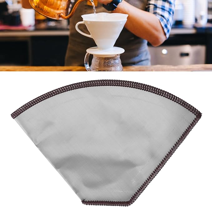 Pour Over Coffee Filter, 4-6 Cup Stainless Steel Reusable Coffee Strainer Bag Foldable Mesh Coffee Filters Cone