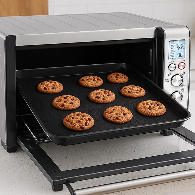 4 Packs Oven Liners for Bottom of Oven, 13.4"x10.8" Pre-Cut Rectangle Reusable Fiberglass Heat Resistant Non-Stick Mat Accessories for Breville BOV845BSS Smart Oven Pro Countertop Oven Air Fryer