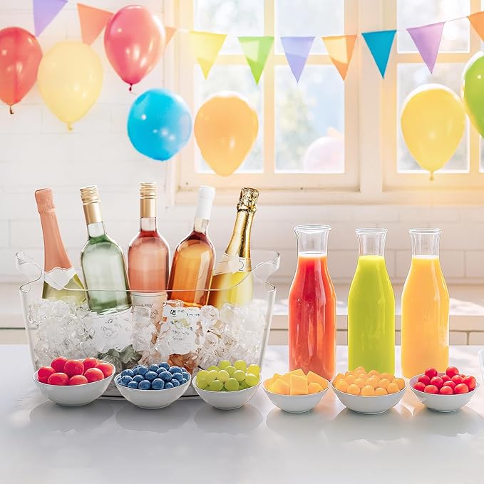 Lifewit 6.5L Ice Bucket for Parties 2 Packs, Portable Drink Bucket for Cocktail Bar, Plastic Champagne Cooler for Beverage/Wine/Beer, Mimosa Bar Supplies Chiller Tub with Scoop 38 x18x20 cm/15x7x8"