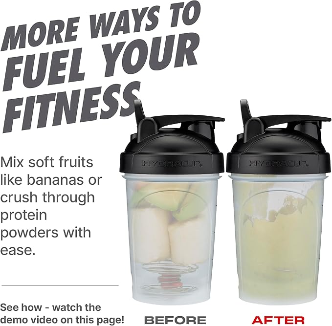 Hydra Cup - 2 Pack - 20oz Shaker Bottles | Protein Shaker Cups with Whisk Ball, Leak-Proof, Carry Handle | BPA-Free Gym Mixer for Protein Powder, Mixing Supplements