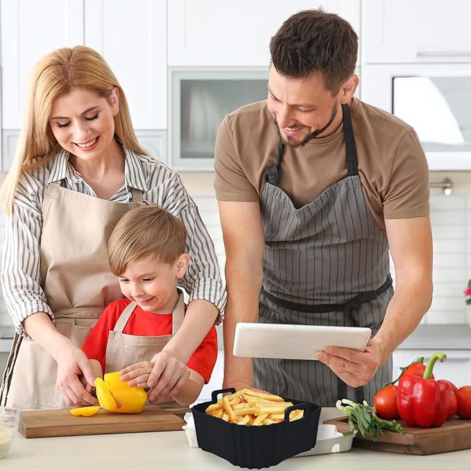 2 Pack Silicone Air Fryer Liners for CHEFMAN 2 Qt, Square Reusable Non-Stick Liners for COSORI 2.1 Quart, Instant Pot Vortex 2QT Mini Air Fryer, Easy Clean & Dishwasher Safe