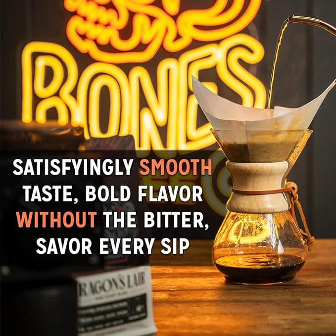 Bones Coffee Company Army of the Dark Chocolate Flavored Coffee, Medium Roast Low Acid Arabica Beans Compatible with Auto drip and French Press Coffee Maker, 12 Oz Ground