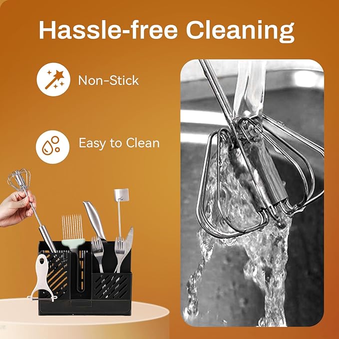 Stainless Steel Semi-Automatic Whisk, 2026 New Stainless Steel Egg Whisk Hand Push Rotary Whisk Blender, Hand Push Mixer Stirrer Tool for Cooking Kitchen Home Egg Milk (14in)