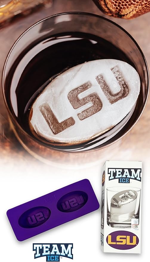 TEAM ICE - Collegiate Silicone Ice Cube Tray Collection - Large Silicone Ice Cube Mold for Whiskey & Cocktails, Durable Game Day Ice Mold for Fans & Tailgate Parties (Purple/Gold)