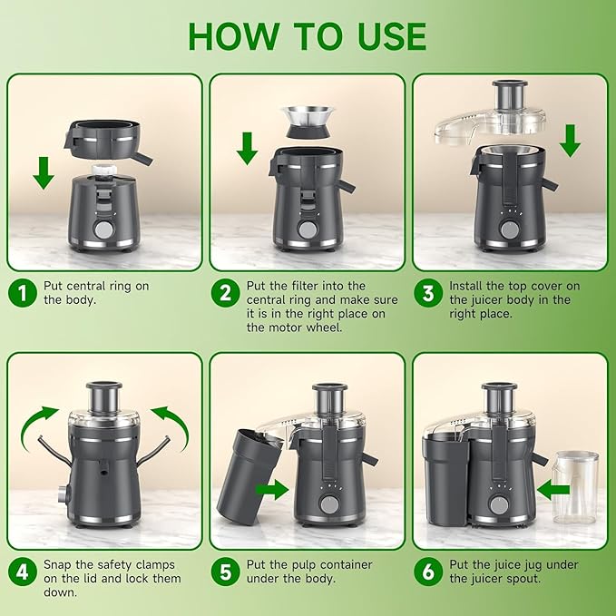 Juicer Machine, 500W Centrifugal Juicer Extractor with 3 Speed & Wide Mouth 3” Feed Chute for Fruit Vegetable, High Yield Juicer Included Cleaning Brush for Easy to Clean