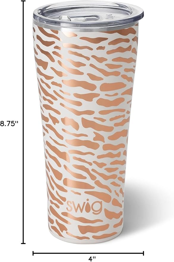 Swig Life 32oz Insulated Tumbler, Travel Coffee Tumbler with Lid, Cup Holder Friendly Travel Coffee Mug, Stainless Steel with Lid (Glamazon Rose)