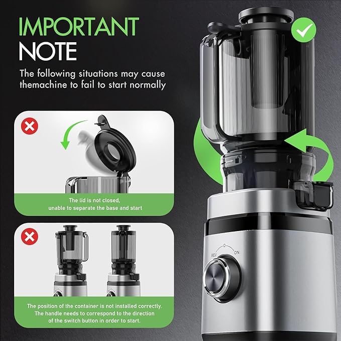 Juicer Machines, Cold Press Juicer with Wide Feed Chute, Slow Masticating Juicers for Whole Vegetables & Fruits, High Juice Yield, Easy to Clean, Large Auger, Light Silver