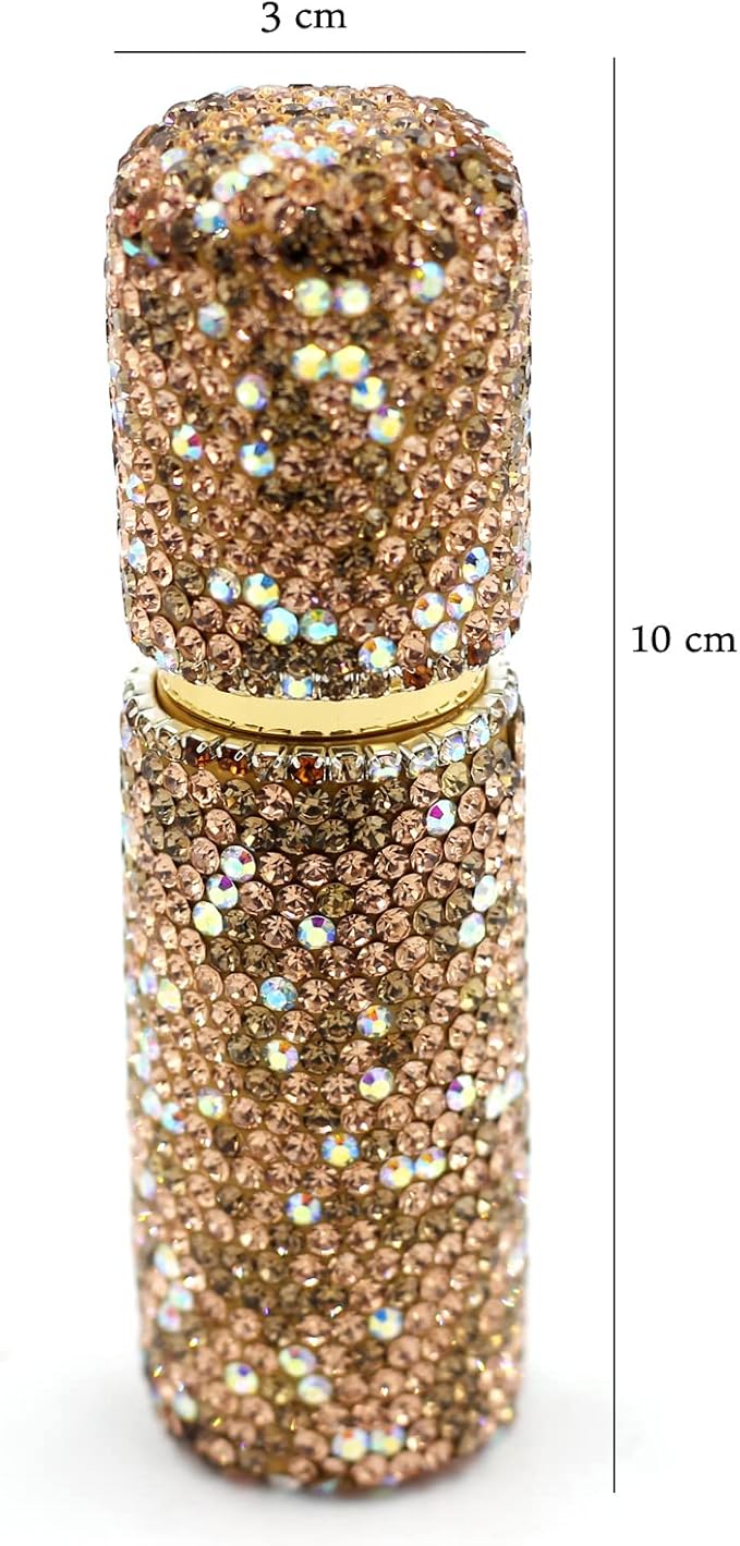Rhinestone Empty Portable spray bottle, cosmetic Perfume spray bottle essential oil bottle glass perfume bottle 10ML (Gold)