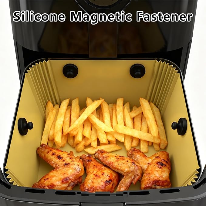 Air Fryer Magnets for Parchment Paper, 8PCS Strong Magnetic Silicone Clips to Secure Liners & Prevent Burning, 100% Food-Safe BPA Free, Waterproof & Heat-Resistant (0.86 inch, Black)