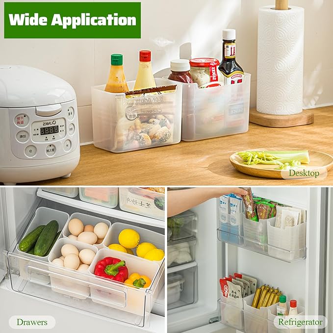 5 Pack Refrigerator Organizer Box, Plastic Refrigerator Side Door Storage Containers, Space-Saving Organizer Bins for Refrige, Refrige Drawers for Fruit and Vegetable (Clear,SĂ3+LĂ2)