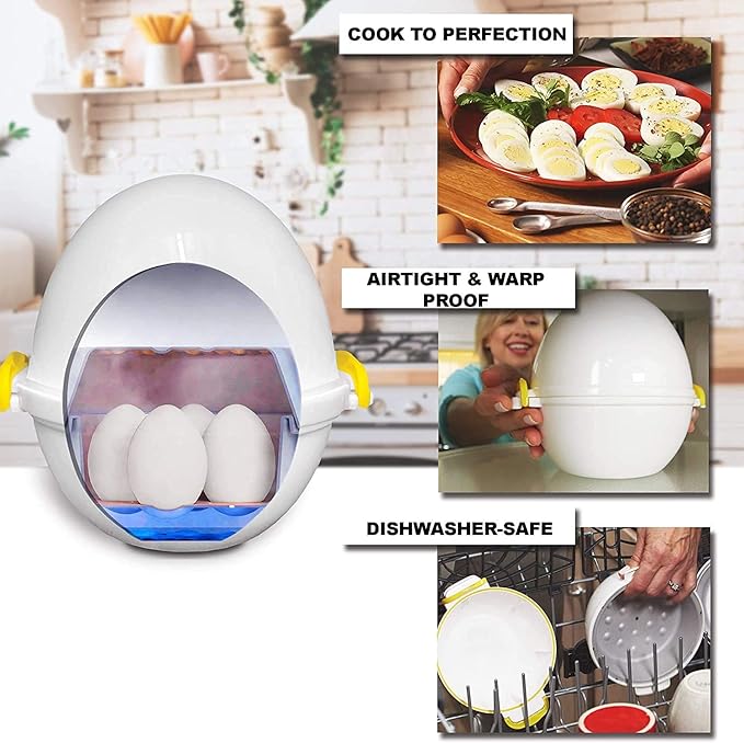 Eggpod by Emson Egg Cooker Wireless Microwave Hardboiled Egg Maker, Cooker, Egg Boiler & Steamer, 4 Perfectly-Cooked Hard boiled Eggs in Under 9 minutes As Seen On TV