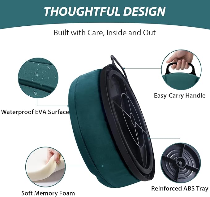 5 Gallon Bucket Seat with 3" Thick Seat Foam Cushion, 360°Swivel Bucket Lid Seat, Waterproof & Silent Bucket Seats for Ice Fishing, Baseball, Hunting and Camping