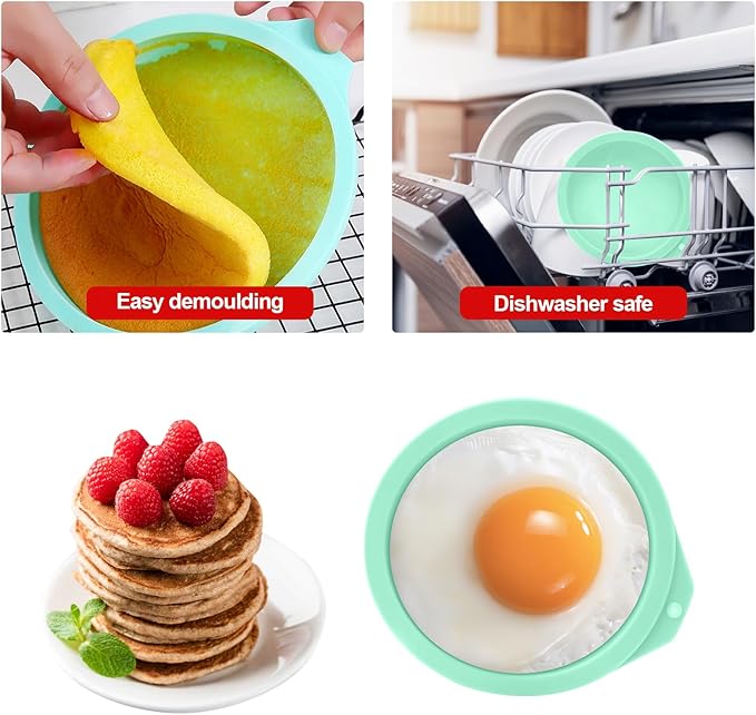 6 Pcs Air Fryer Egg Molds, Egg Silicone Bites Molds for Muffin Lids, Toast, Non-Stick Air Fryer Accessories(Green)