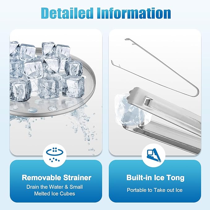 Ice Bucket, 1.3L Double Wall Stainless Steel Ice Bucket with Steel Lid Insulated Ice Bucket with Handles & Stainless Steel Ice Tongs For Bbqs Picnics Parties Courtyard Parties Set of 1