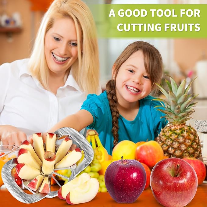 LIIGEMI Apple Slicer,12-Slices Stainless Steel Cutter,Heavy Duty Stainless Steel Apple Cutter and Divider, Anti-slip Handle,Gifts for Mom, Easy to Use.