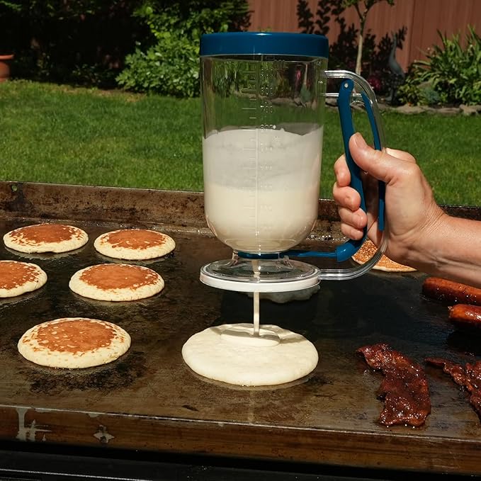 RAZOR Pancake Batter Dispenser, Pancakes & Waffles Batter Dispenser for Cakes, Muffins, Crepes, Cupcake for Baking, Cooking on Stovetop, Griddles, Prevents Drip, Easy Squeeze Trigger Handle Dispensers