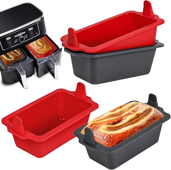 Webake 4 Packs Silicone Air Fryer Bread Loaf Pan for Baking, 6x3 Nonstick Mini Loaf Pan wih Handle BPA Free