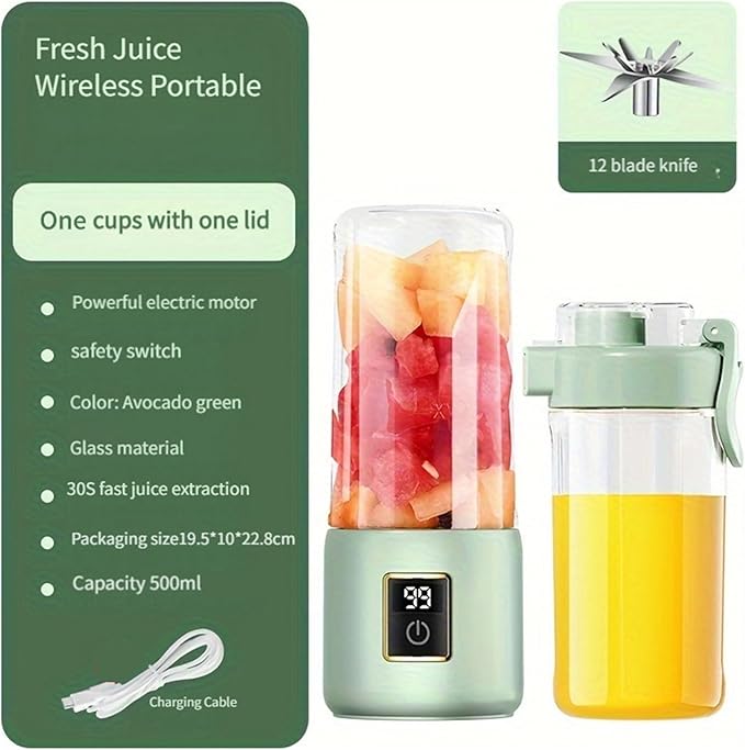 Portable Blender, Mini Blender,small blender for smoothies, 12 Blades Perfect for Blending, Small, Convenient, Multifunctional, with Digital Touch Screen, Suitable for Family Travel