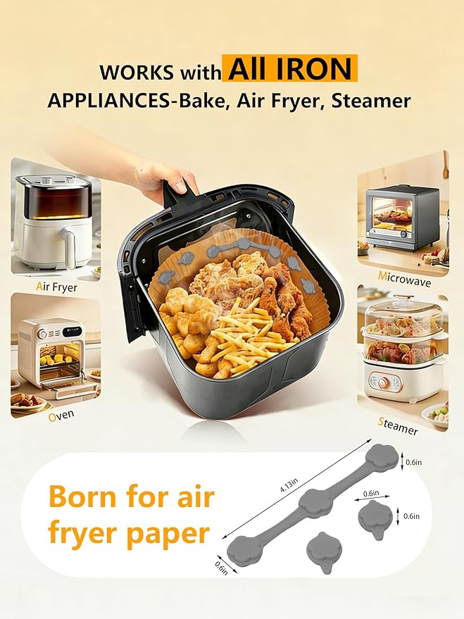 12PCS Magnets for Air Fryer Liners, Silicone Air Fryer Liner Magnetic Buckle for Parchment Paper for Air Fryer, Essential Air Fryer Accessories to Secure Disposable Air Fryer Liners (Gray)