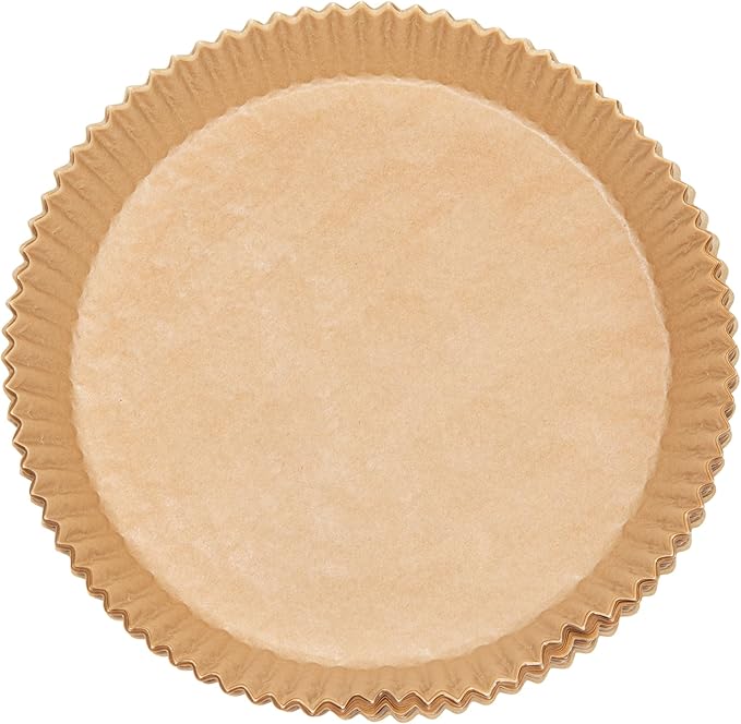 Restaurantware-Pastry Tek 8.1 x 8.1 x 1.8 Inch Air Fryer Liners, 100 Round Air Fryer Baskets - No-Stick Silicone Coating, Unbleached, Food-Grade Paper Liners, For Steamer, Microwave, Oven, Fry Pan