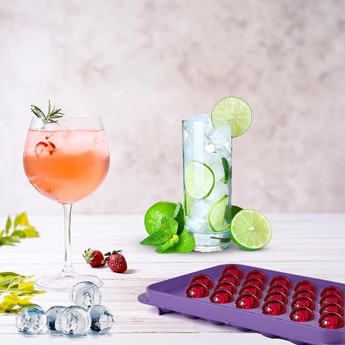 Ice Cube Trays for Freezer - 33 PCS Round Ice Cube Mold with Lid, Sphere Ice Mold and ice trays for freezer