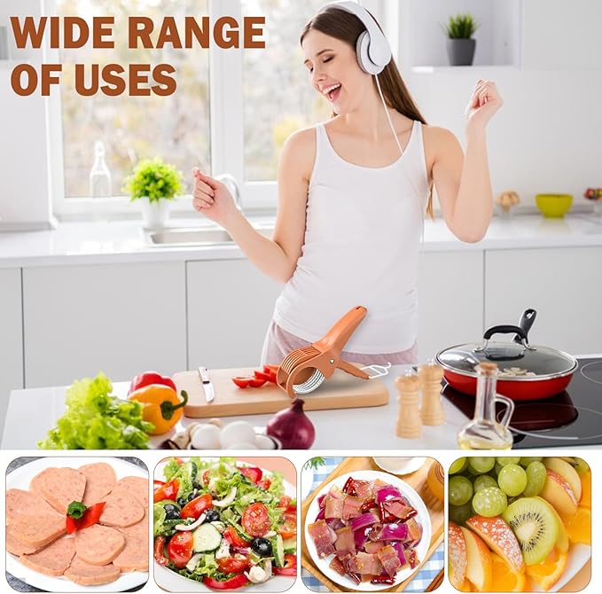 Multifunctional Fruit and Vegetable Slicer, Cucumber Divider, Press & Cut, Stainless Steel Blades, Ideal for Bananas, Cucumbers, Carrots, Peppers, Sausages (Green)