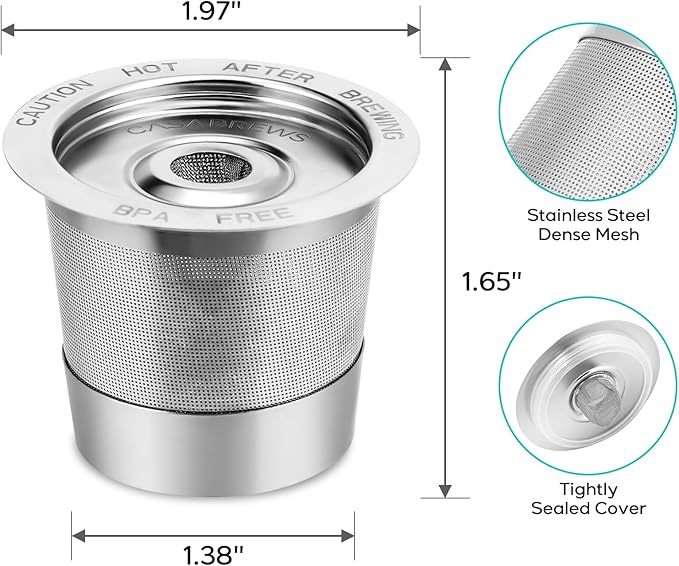 CASABREWS CASKF01 Reusable K Cups Coffee Pods for Keurig, Universal Stainless Steel Refillable Reusable K Cup Coffee Filters Compatible with Keurig 1.0 Coffee Machines, Eco-Friendly, BPA-Free