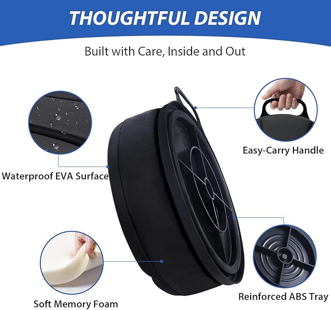 5 Gallon Bucket Seat with 3" Thick Seat Foam Cushion, 360°Swivel Bucket Lid Seat, Waterproof & Silent Bucket Seats for Ice Fishing, Baseball, Hunting and Camping