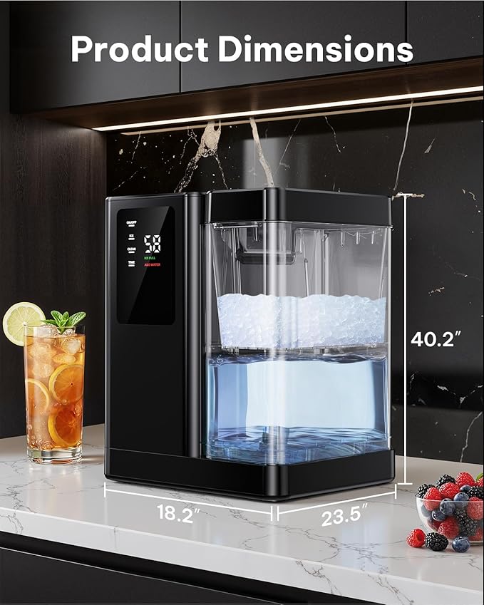 Silonn Nugget Ice Maker Countertop with 3L Detachable Water Tank, 40 lbs/24H Soft Chewable Ice, Self Cleaning Ice Machine with Timer Function, Pebble Ice Maker for Kitchen, Party and Office