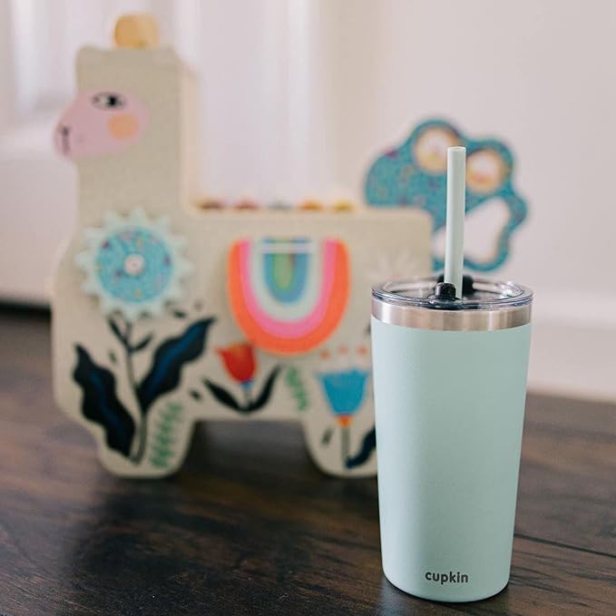 CUPKIN Stainless Steel Insulated Tumbler with Lid and Straw, 20 oz Stainless Steel Cups, Set of 2 Travel Coffee Mug for Adults, Iced Coffee Cup with Lid, Tumbler for Travel (Aqua + Periwinkle)