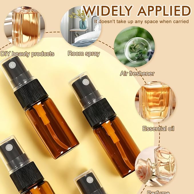 UPSTORE 12Pcs 10ml/0.34oz Glass Spray Bottles Empty Refillable Fine Mist Spray Bottle Dispenser with Cap Essential Oil Liquid Containers Jar for Perfume