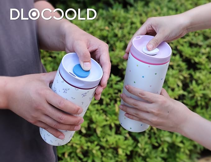 DLOCCOLD Insulated Stainless Steel Coffee Tumbler with Spill Resistant Lid, Reusable Iced Coffee Cup, Cup Holder Friendly Travel Coffee Mug, 24oz