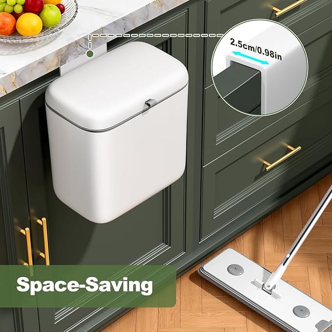 CTIME Compost Bin Kitchen 2.6 Gallon, Hanging Small Compost Bin for Countertop or Under Sink, Indoor Food Waste Bin for Kitchens Bathrooms Living Rooms RVs Bedroom