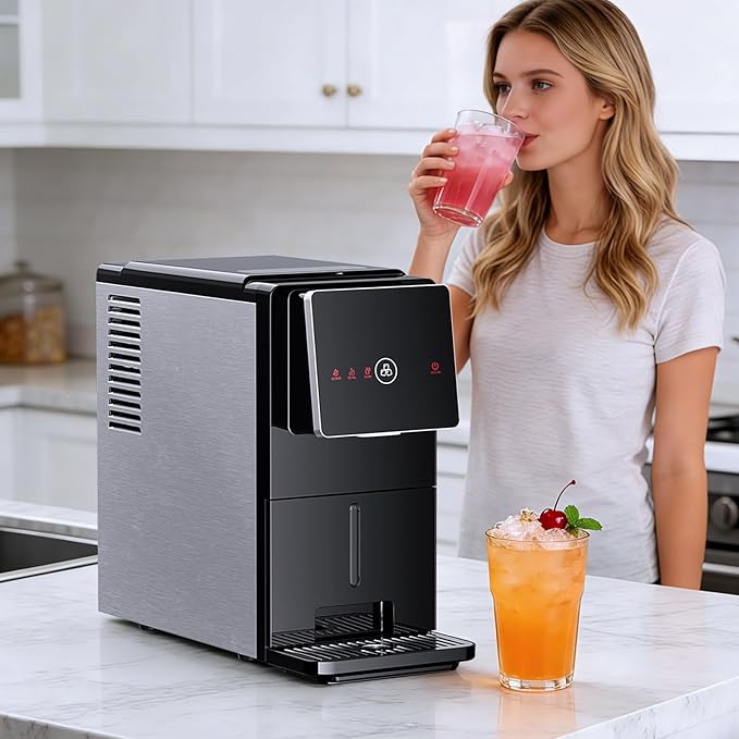 Antarctic Star Countertop Nugget Ice Maker, 33 Lbs/24H Automatic Ice Dispenser, Self-Cleaning Portable Ice Machine, 1.8L Water Tank, Touch Screen & Auto Ice Drop, for Home/Office/Kitchen