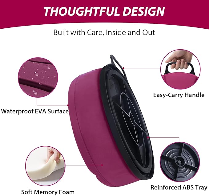 5 Gallon Bucket Seat with 3" Thick Seat Foam Cushion, 360°Swivel Bucket Lid Seat, Waterproof & Silent Bucket Seats for Dove Duck Hunting, Ice Fishing, Baseball, Camping