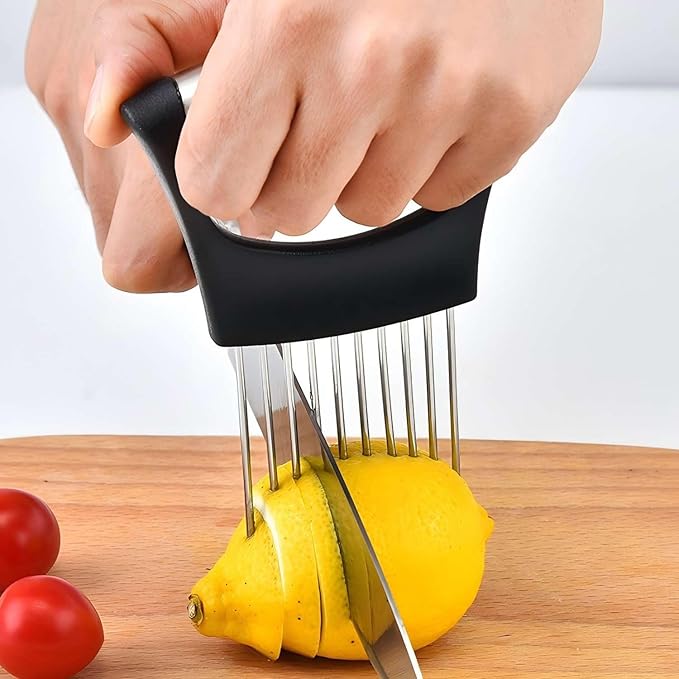 Tabanzhe Stainless Steel Onion Slicer Set Fruit and Vegetable Slicing Tool Meat Looser Food Slicing and Kitchen Gadgets Multi-Functional Kitchen Cutter Tool, Silver