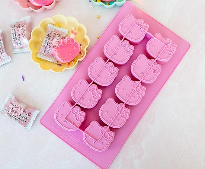 Sanrio Hello Kitty Flexible Silicone Mold Ice Cube Tray In Character Shapes | Reusable Ice Mold For Freezer Pink