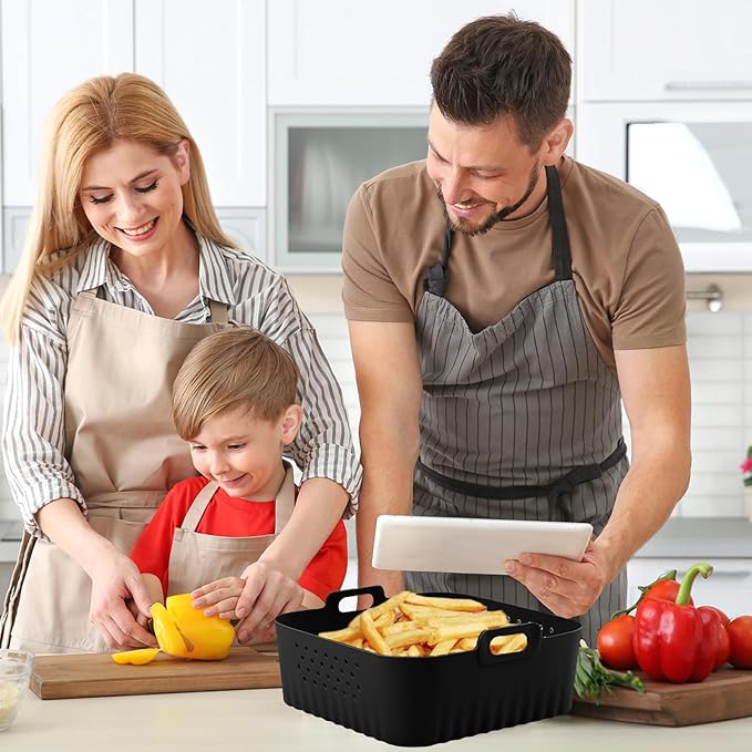 LYHOLKEER Air Fryer Liners Silicone for Chefman 6 QT,Instant Pot Vortex Plus 6QT XL,1PCS Square Air Fryer Silicone Basket Reusable for Ninja/Sweetcrispy/COSORI and Other 5-8QT,Airfryer Accessories