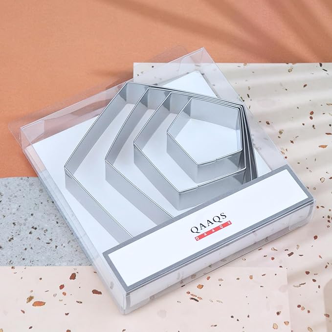 Pentagon Cookie Cutter Set Large - 5 Inch, 4 Inch, 3 Inch, 2 Inch - Geometric Polygon Frame Plaque Cookie Cutters Shapes Molds - Stainless Steel