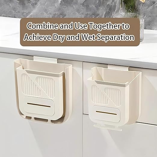 Hanging Trash Can for Kitchen Cabinet Door with 120 Garbage Bags, 1.6 Gallon Collapsible Trash Bin for Under Sink, Bathroom, Car, RV, Office (SmallGrey)