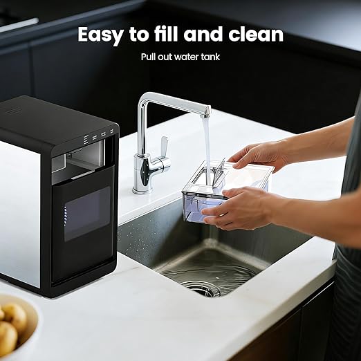 Kndko Nugget Ice Makers Countertop, Pebble Ice Machine & Crushed Ice Maker 44Lbs/24H, Pellet Ice Makers with Ice Scoop & Removable Basket, Self-Cleaning Countertop Ice Machine for Home/Kitchen/Office