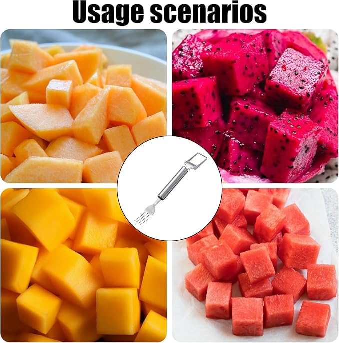 3PCS 2-in-1 Watermelon Cutter, Stainless Steel Watermelon Cutter Slicer Tool, Efficient Fruit Preparation for Family Gatherings and Outdoor Picnics