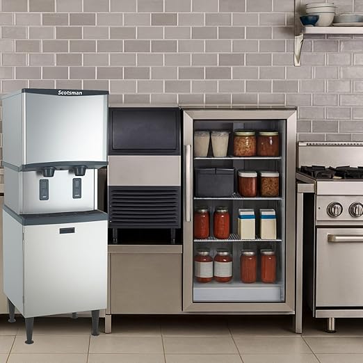 Scotsman Meridian Touchfree Countertop Nugget Ice Maker & Water Dispenser - 500 lb/Day, 40 lb Storage Bin, Stand w/Door