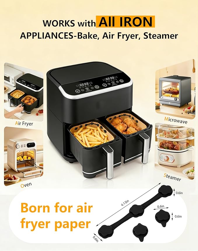 24PCS Air Fryer Magnets for Parchment Paper, Silicone Air Fryer Liners Magnets, Heat-Resistant Air Fryer Magnet Locks for Disposable Air Fryer Liners, Secure Air Fryer Accessories (Black)