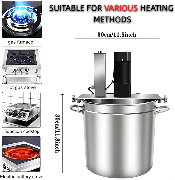 Automatic Food Mixer, Commercial Pot Stirrer, Stainless Steel Mixing Machine with Adjustable Speed Control for Making Jam and Sauce