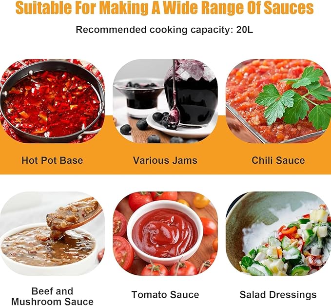 Stainless Steel Automatic Food Mixer 40L/80L, Commercial Mixer & Hot Pot Seasoning Bottom Sauce Stirrer w/ 4-Blade Scraper for Jam, Soup, Filling, Chili Sauce, Garlic Sauce & Porridge