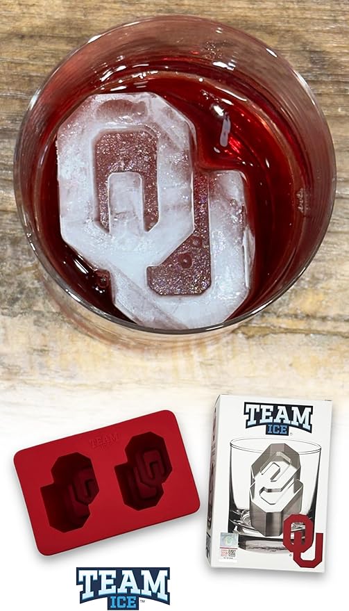 TEAM ICE - Oklahoma Silicone Ice Cube Tray - Large Silicone Ice Cube Mold for Whiskey & Cocktails, Durable Ice Tray for Game Day Drinks, College Logo Ice Mold for Fans & Tailgate Parties