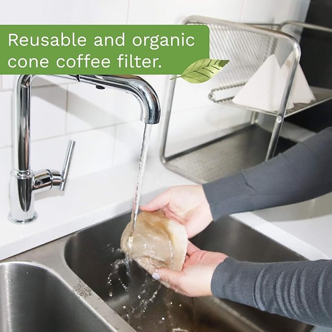 TGP Organic Hemp Cloth Coffee Filter Cone No. 4, 3-Pack, Cotton Cloth Coffee Filters