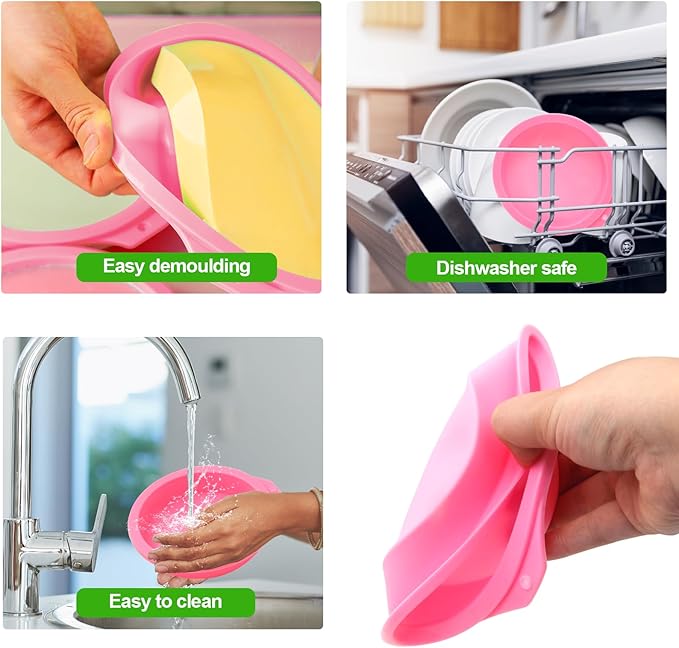 4 Pcs Air Fryer Egg Molds, Silicone Non-Stick Muffin & Toast Maker, Reusable Baking Cups Lids for Quick Cooking, Easy to Clean Air Fryer Accessories